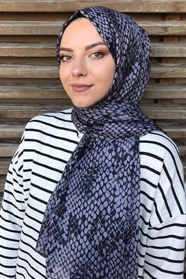 STELLA Snake Desen Pamuklu Şal Gümüş