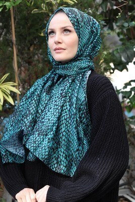 STELLA Snake Desen Pamuklu Şal Mint