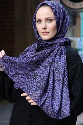 STELLA Snake Desen Pamuklu Şal Mor
