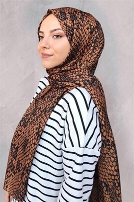 STELLA Snake Desen Pamuklu Şal Turuncu