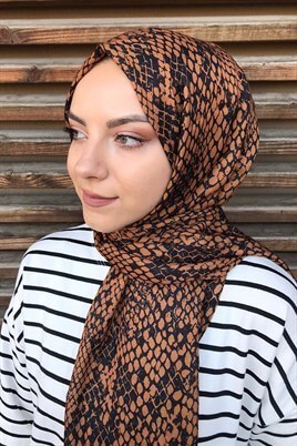 STELLA Snake Desen Pamuklu Şal Turuncu