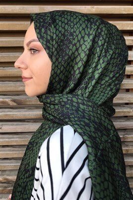 STELLA Snake Desen Pamuklu Şal Haki