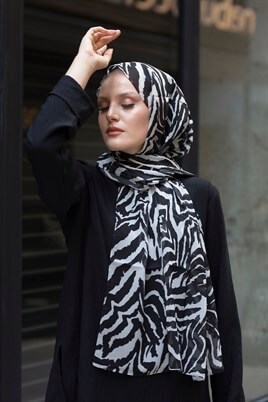STELLA ZEBRA DESEN ŞAL Siyah Beyaz