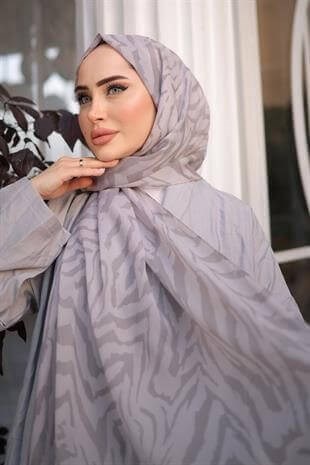 STELLA ZEBRA DESEN ŞAL VİZON