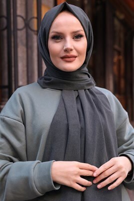 Taşlanmış Organik Pamuk Şal Siyah