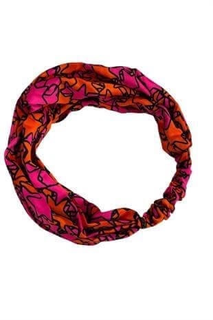 Turuncu Pembe Renk Yıldız Desenli Saten Bandana