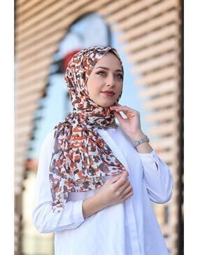 STELLA WILD LEOPAR DESEN ŞAL VİZON TURUNCU