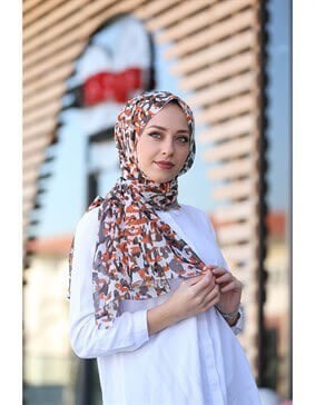 STELLA WILD LEOPAR DESEN ŞAL VİZON TURUNCU