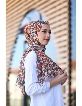 STELLA WILD LEOPAR DESEN ŞAL VİZON TURUNCU