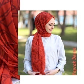 STELLA YAPRAK DESEN ŞAL KİREMİT