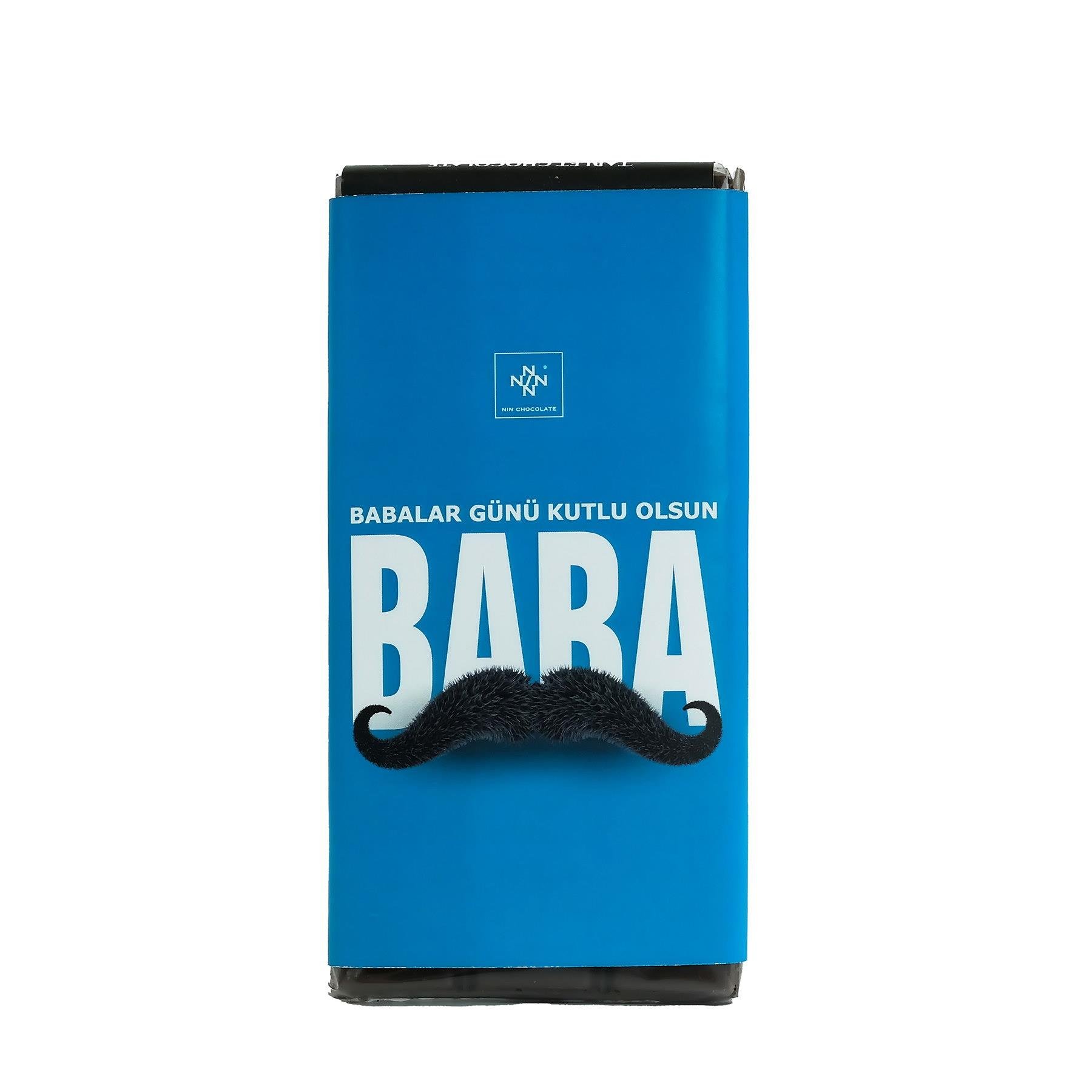 Babalar Günü Bıyıklı Mavi Renk Tasarım Tablet Çikolata