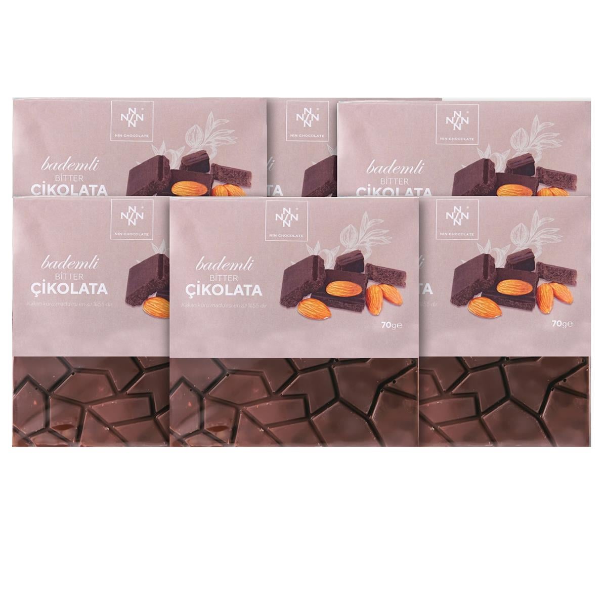 Bademli Bitter Tablet Çikolata 5'li