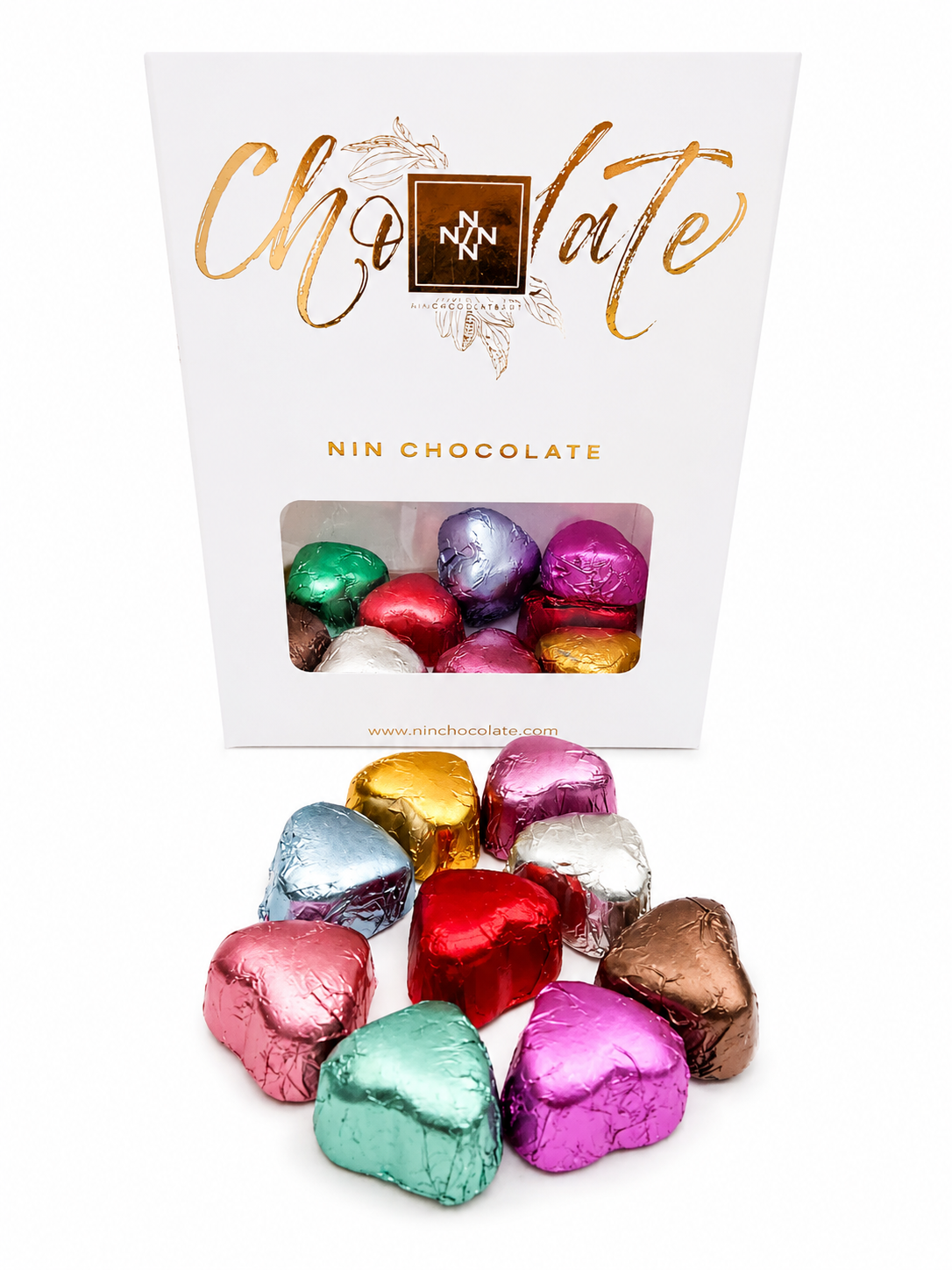 Dökme Yaldızlı Kalp Çikolata Pembe 250g