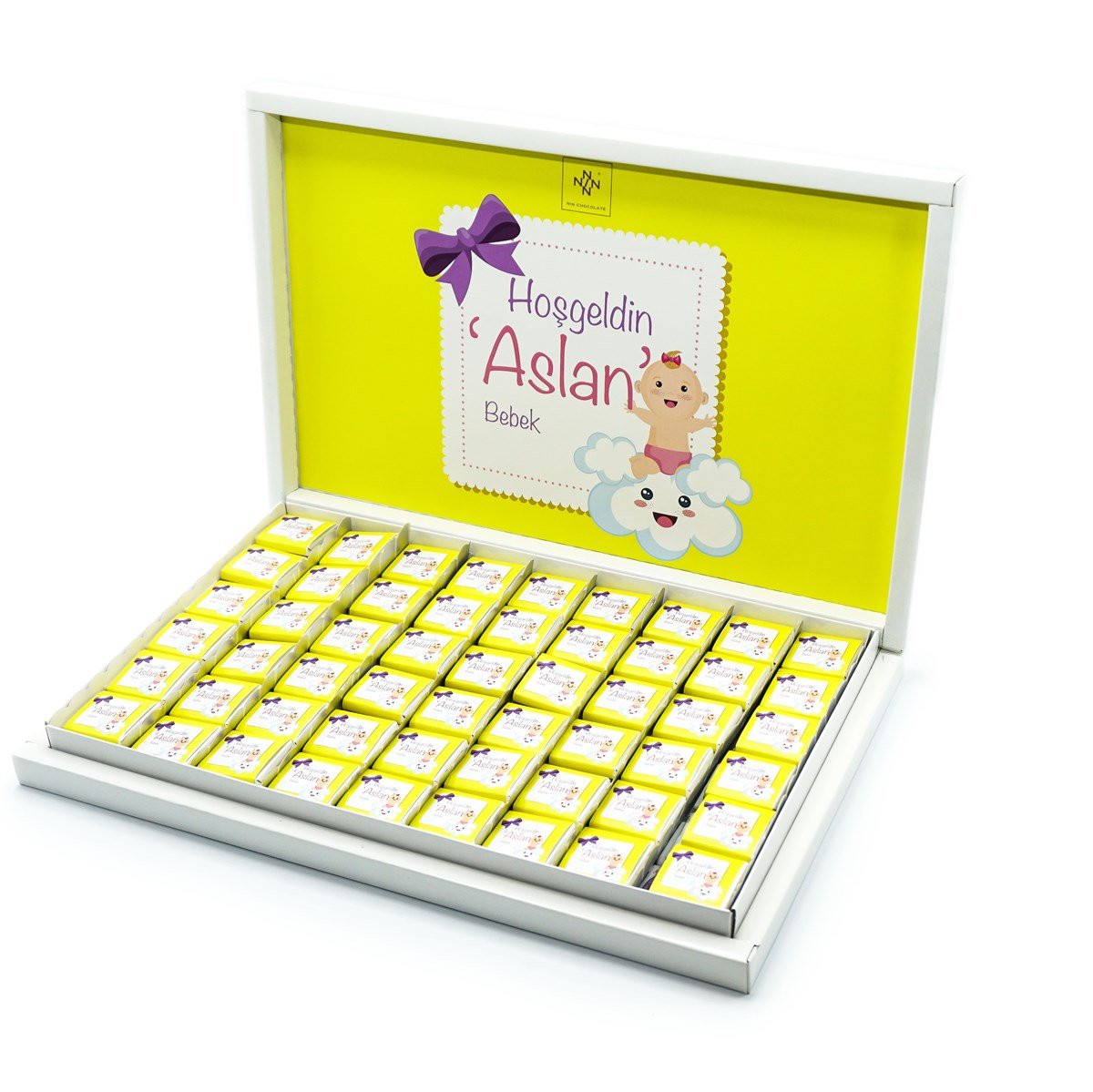 Erkek Bebek Çikolatası 162 Adet Napoliten Çikolata Sarı