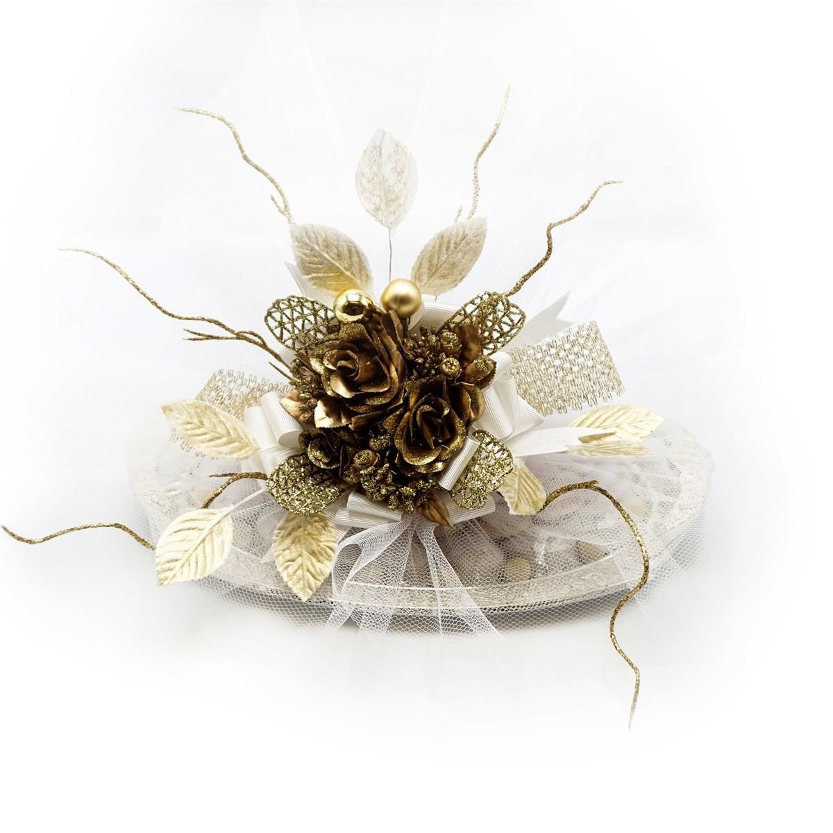 Gümüş Tepside Yaldızlı Çikolata Söz Nişan Tepsisi 900g