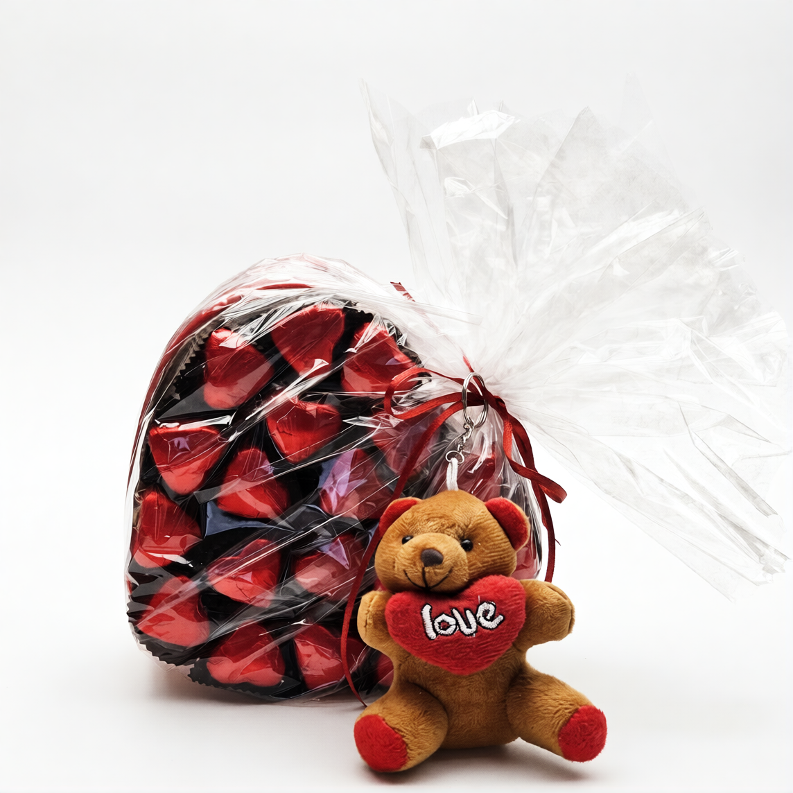 Kalp Kutulu Kırmızı Folyo Kaplı Sütlü Çikolata – Sevgililer Günü Hediyesi