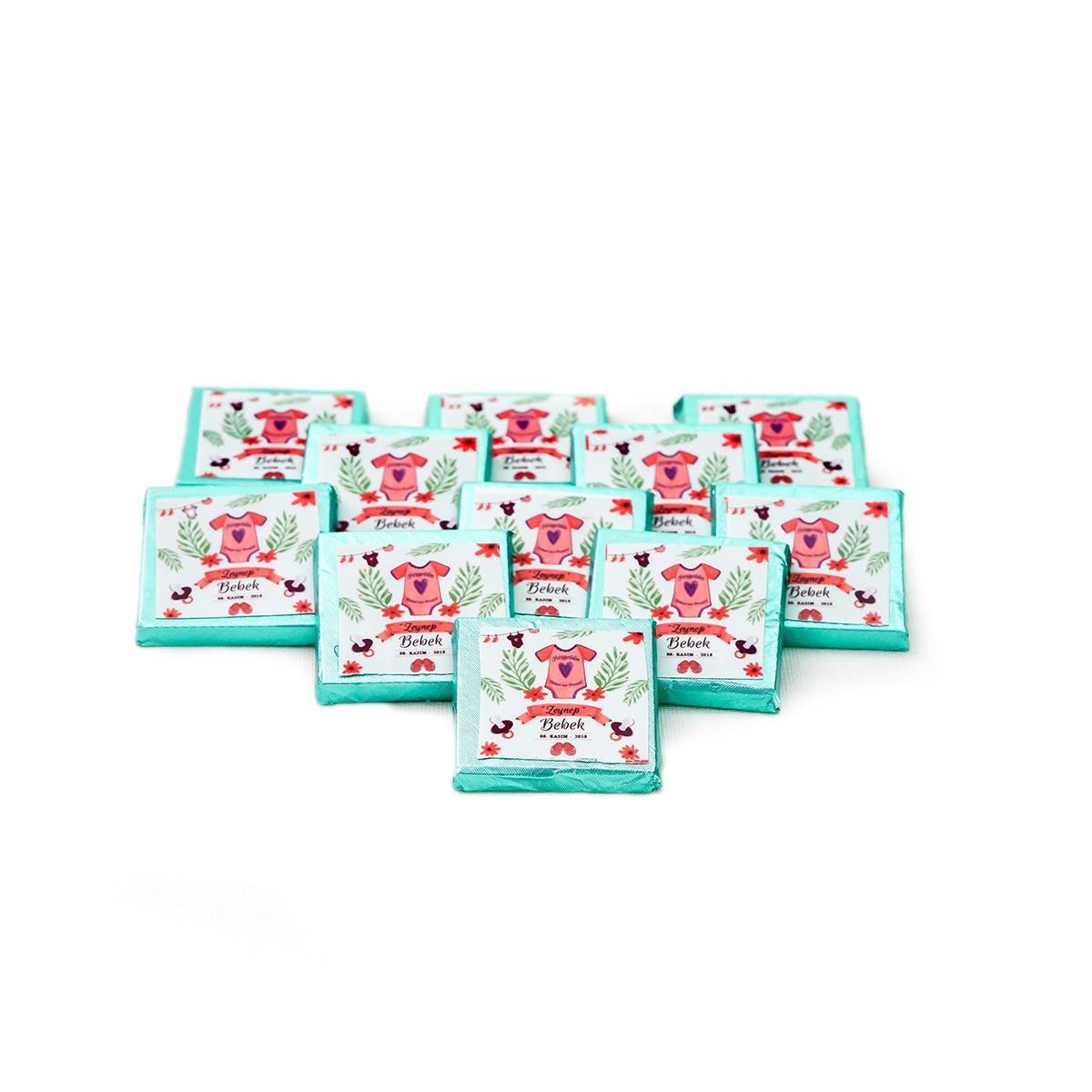 Kız Bebek Çikolatası Dökme Bebek Çikolatası Yaldızlı Mavi (170 Adet Madlen)