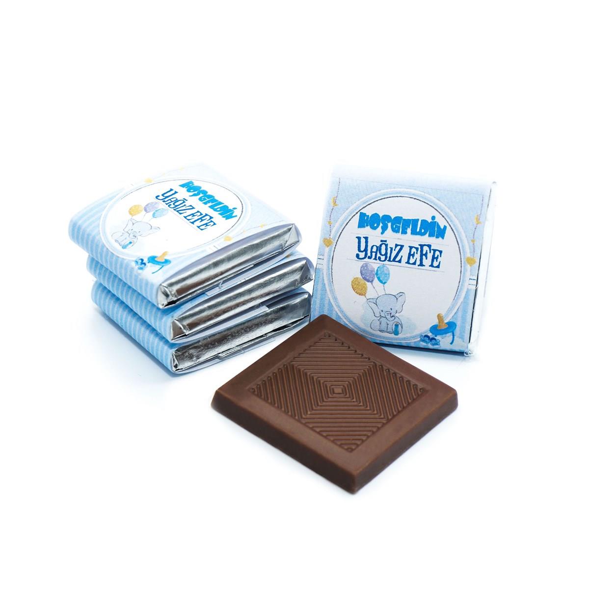 Nin Erkek Bebek Dökme Bebek Çikolatası Mavi Fil (80 Adet Napoliten Çikolata)