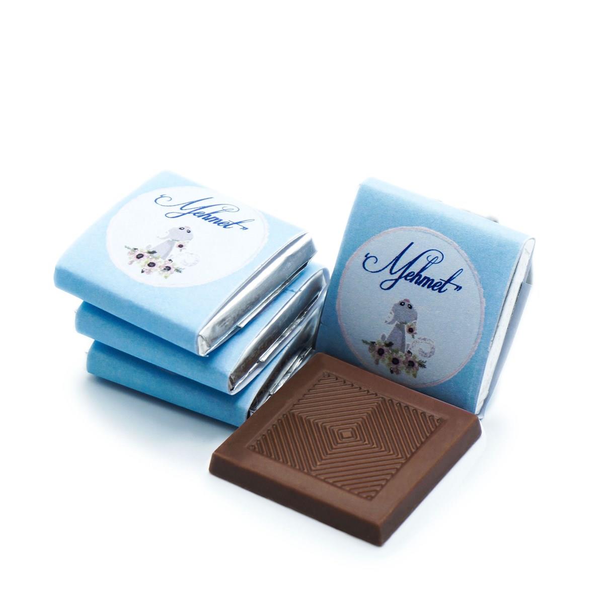 Nin Erkek Bebek Dökme Bebek Çikolatası Mavi Kedi (80 Adet Napoliten Çikolata)