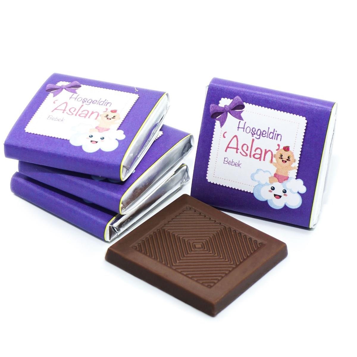 Nin Erkek Bebek Dökme Bebek Çikolatası Mor (80 Adet Napoliten Çikolata)