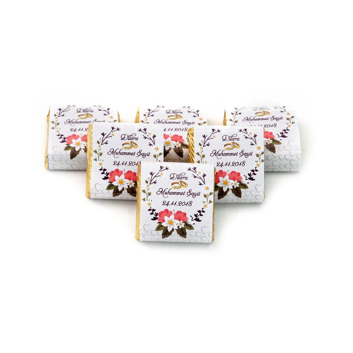 İsimli Söz Nişan Çikolatası Dökme 45 Adet Kare Çikolata