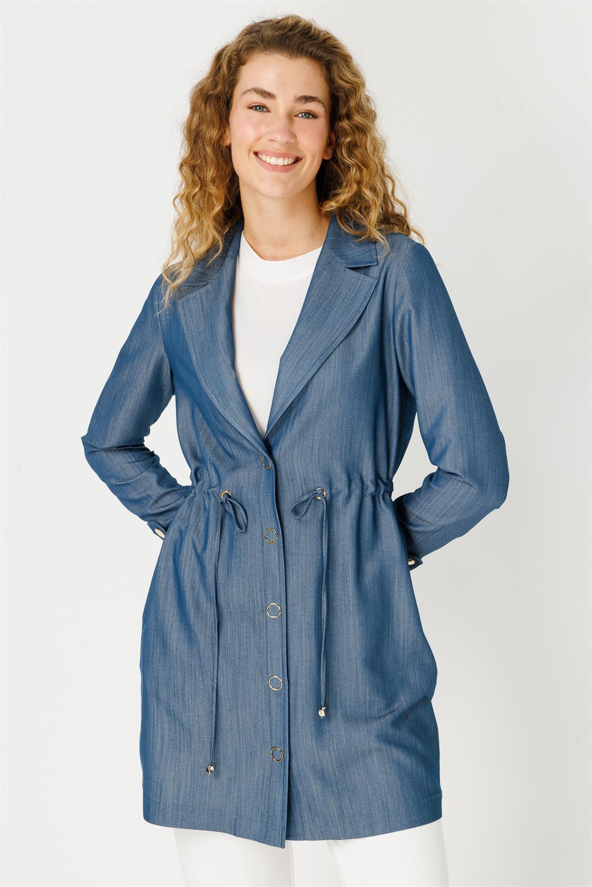 Tencel Ceket  Mavi