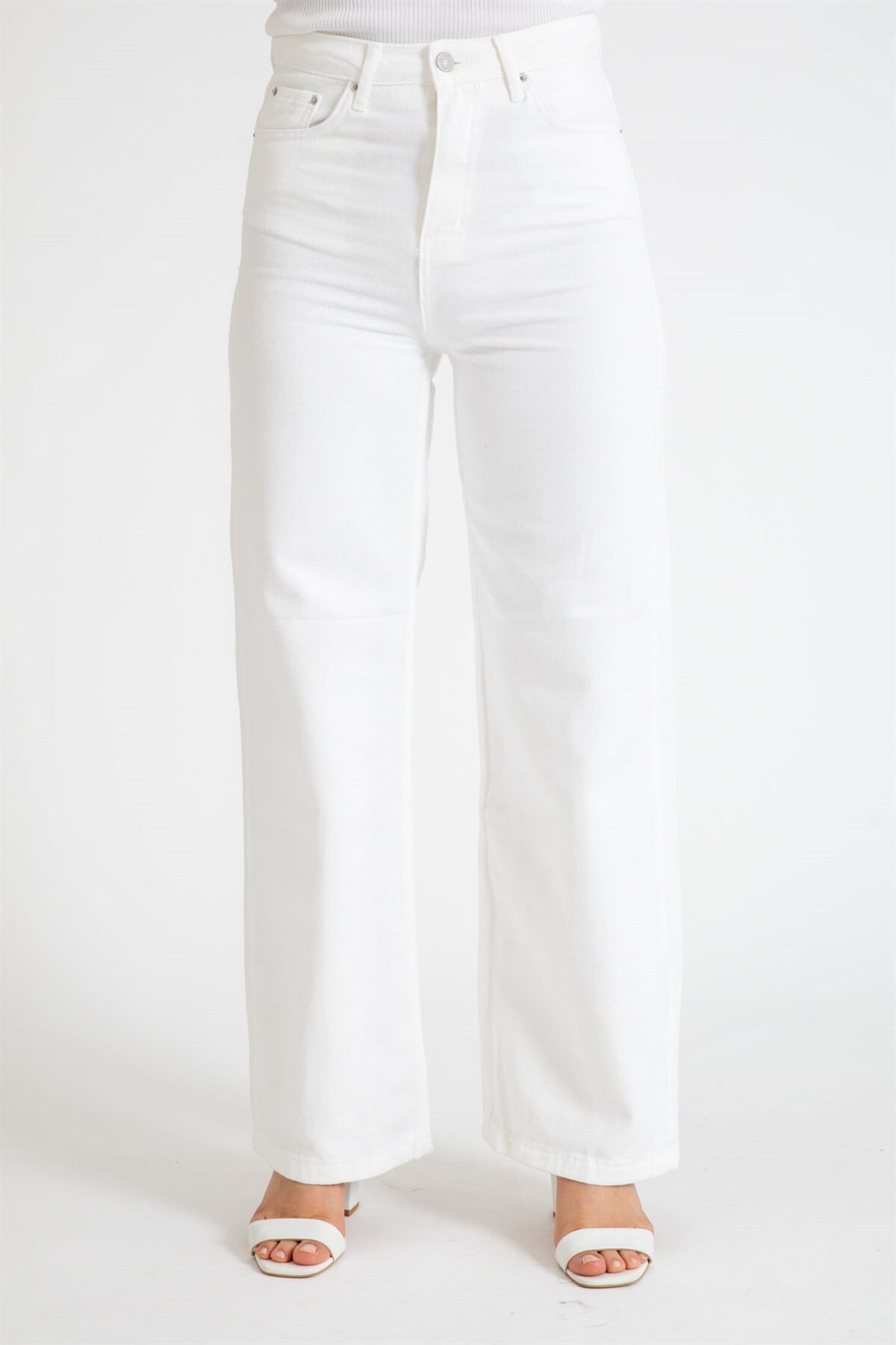 Rahat Kesim Beyaz Pantolon  Beyaz