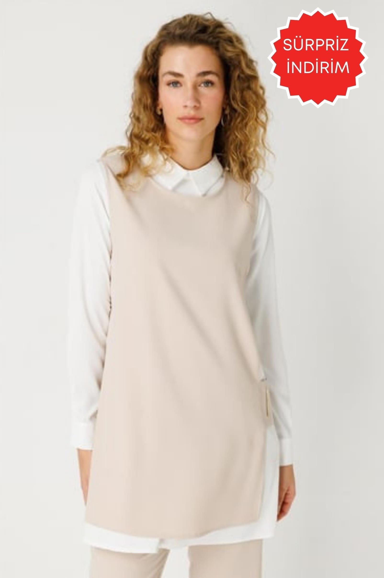 Pencere Detaylı Süveter Tunik Pantolon Takım  Taş