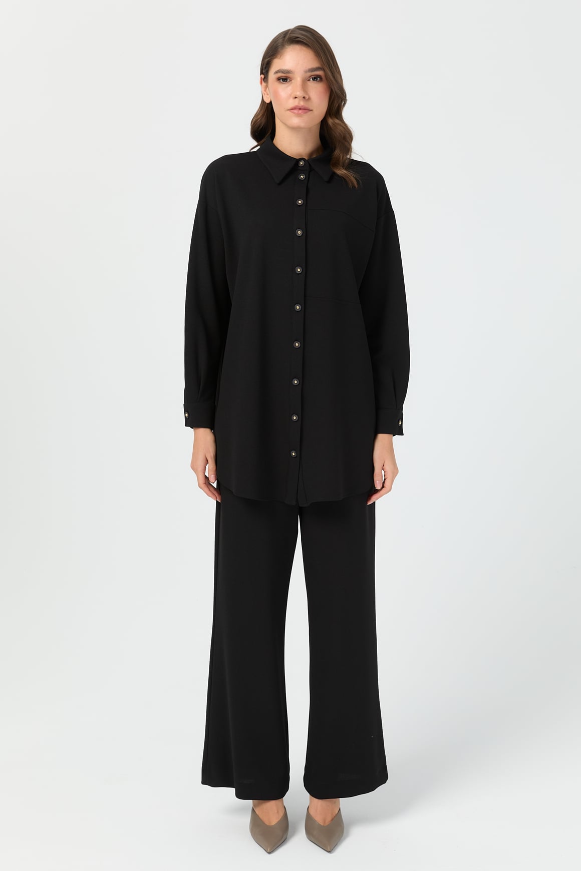 Relaxed Fit Pantolonlu Takım  Siyah