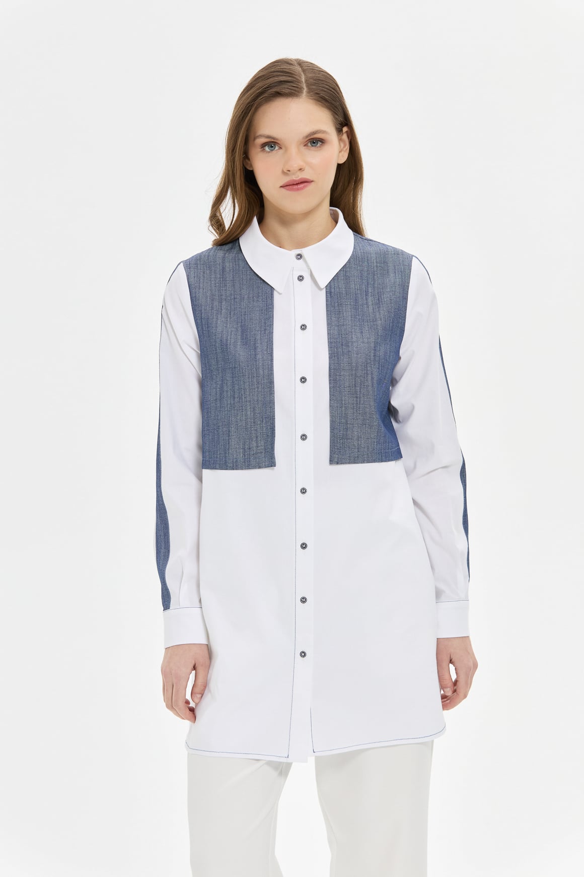 Denim Kombinli Koton Tunik  Laci