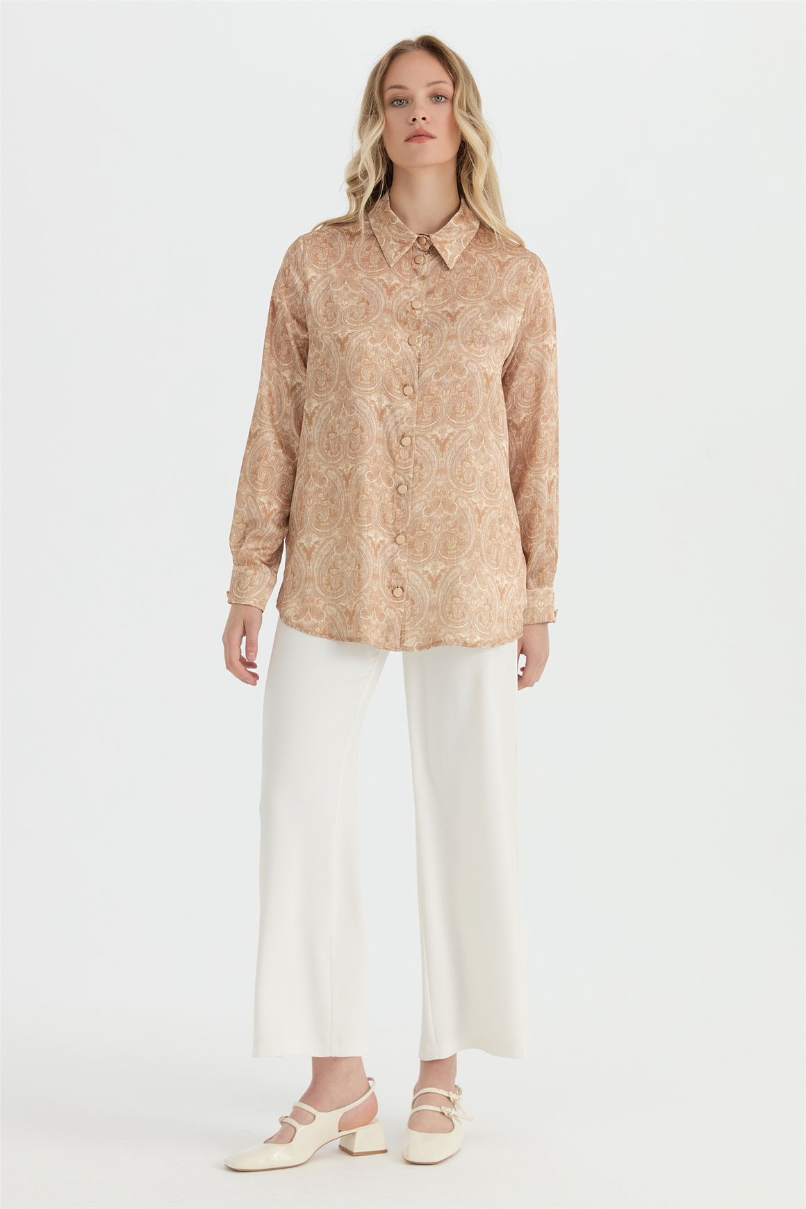 Desenli Tunik  Camel