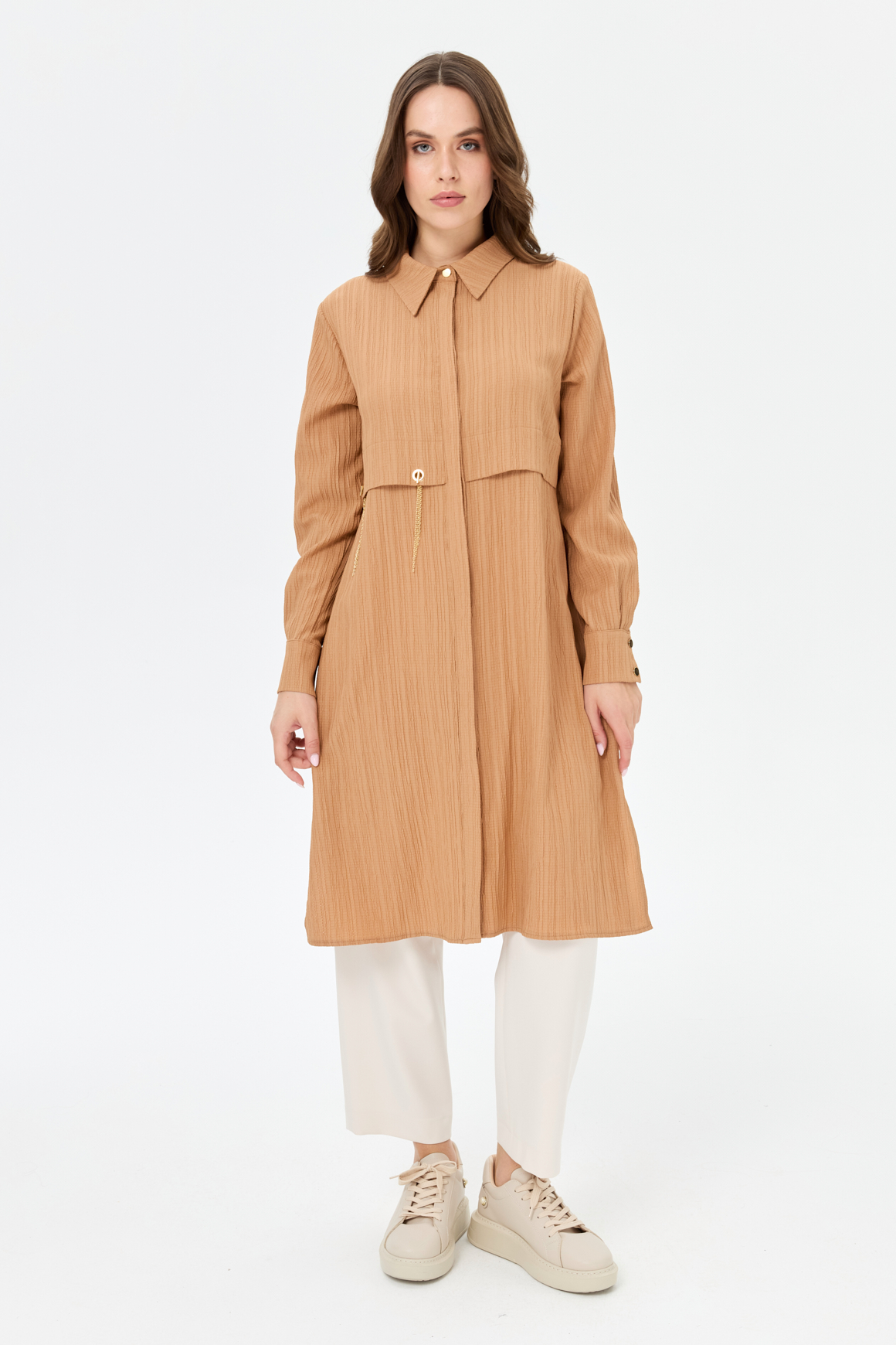 Kapsül Detaylı Kurtarıcı Tunik  Camel