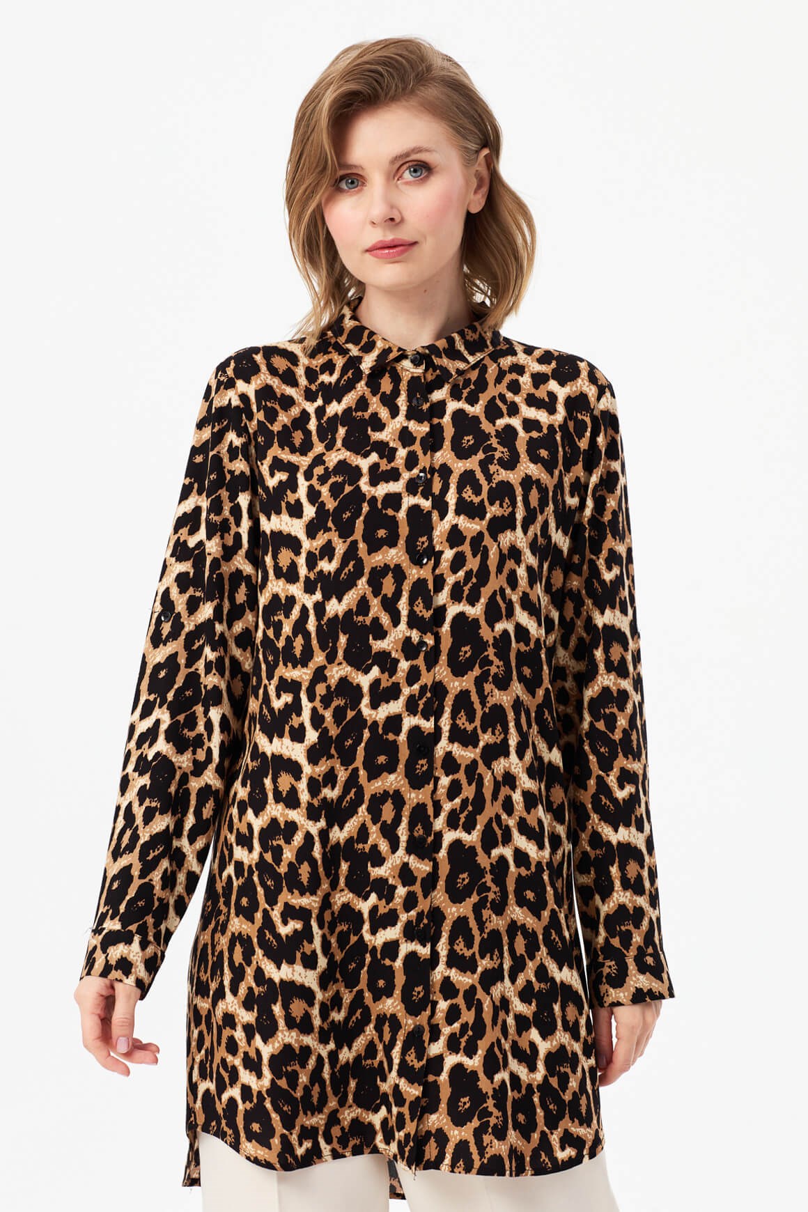 Leopar Desenli Tunik  Kahve
