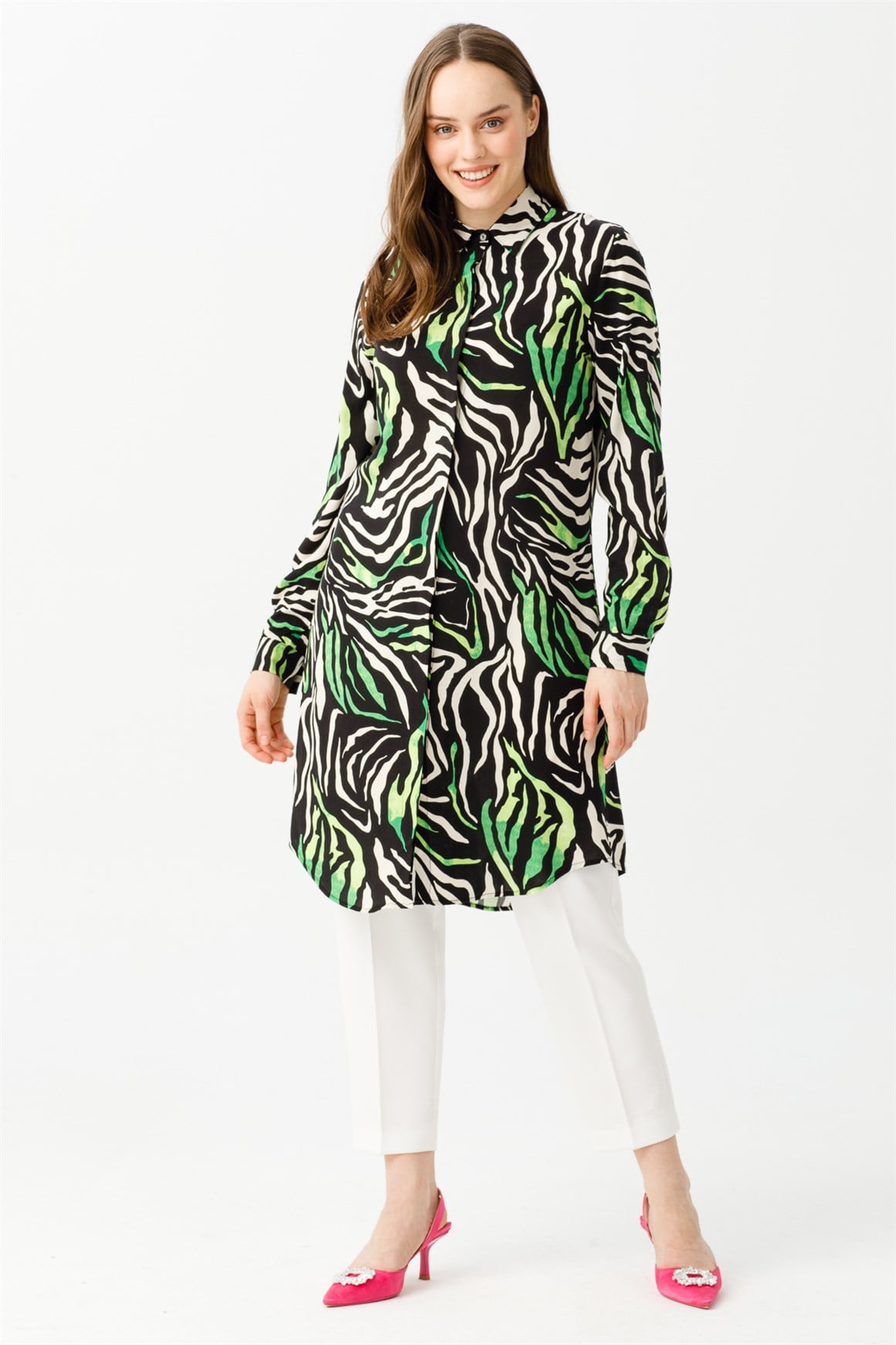 Tiger Desenli Tunik  Yeşil
