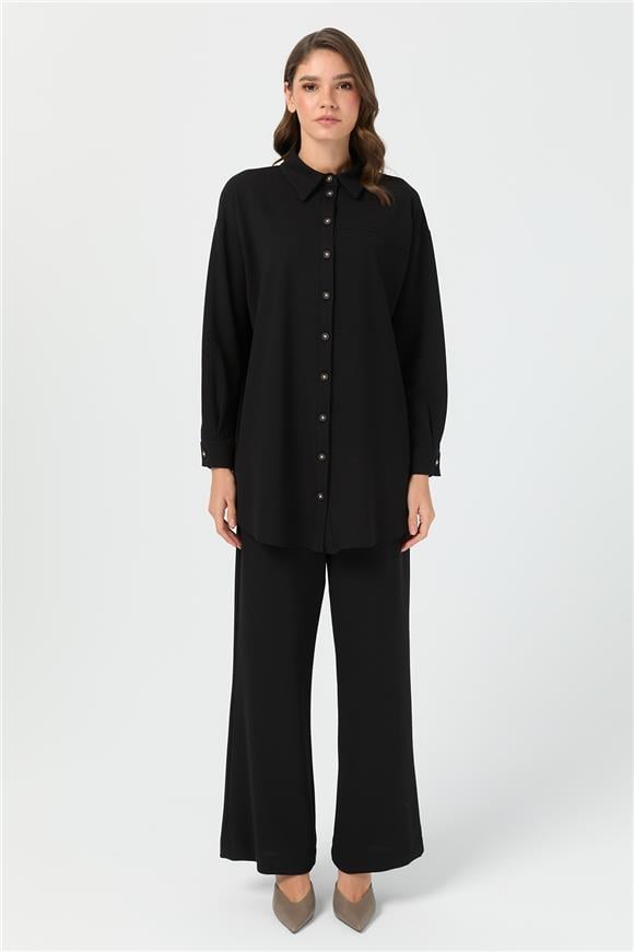 Relaxed Fit Pantolonlu Takım  Siyah