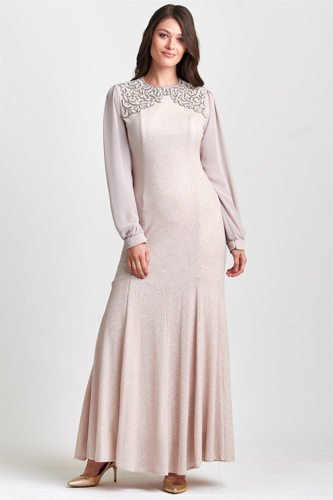 Önü Lazer İşlemeli Abiye Elbise