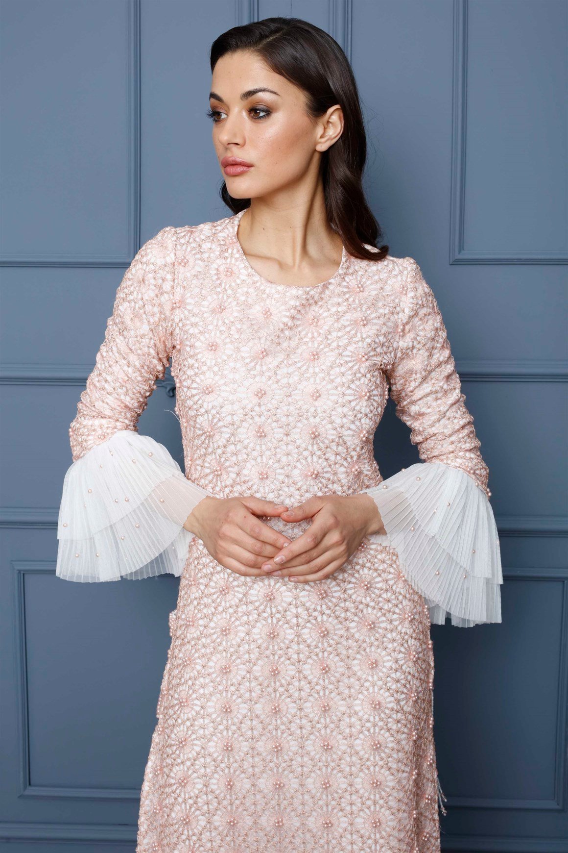 Somon - 2'li Dantelli Boncuklu Abiye Takım