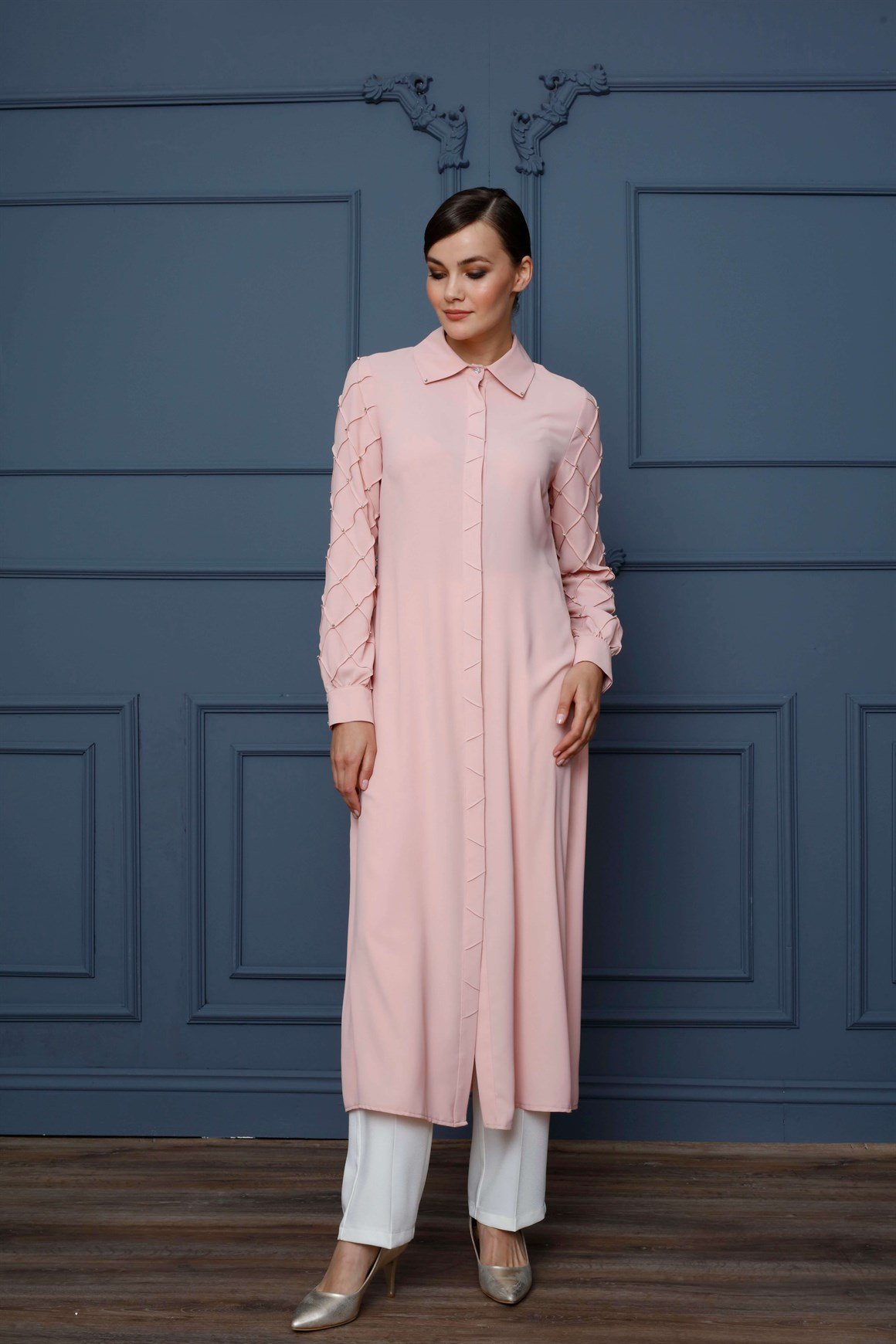 Salmon - Stony Sleeve Dressy Shirt