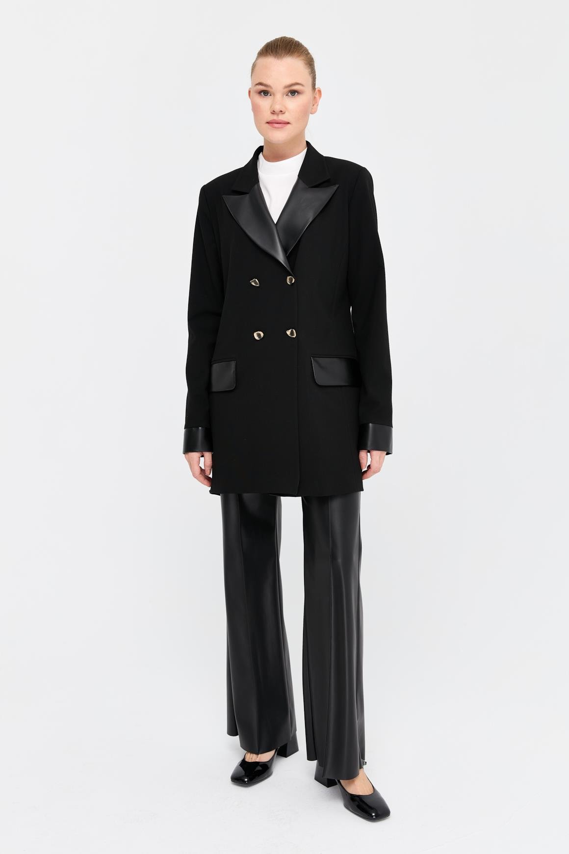 Swallow Leather Collar Jacket - Black