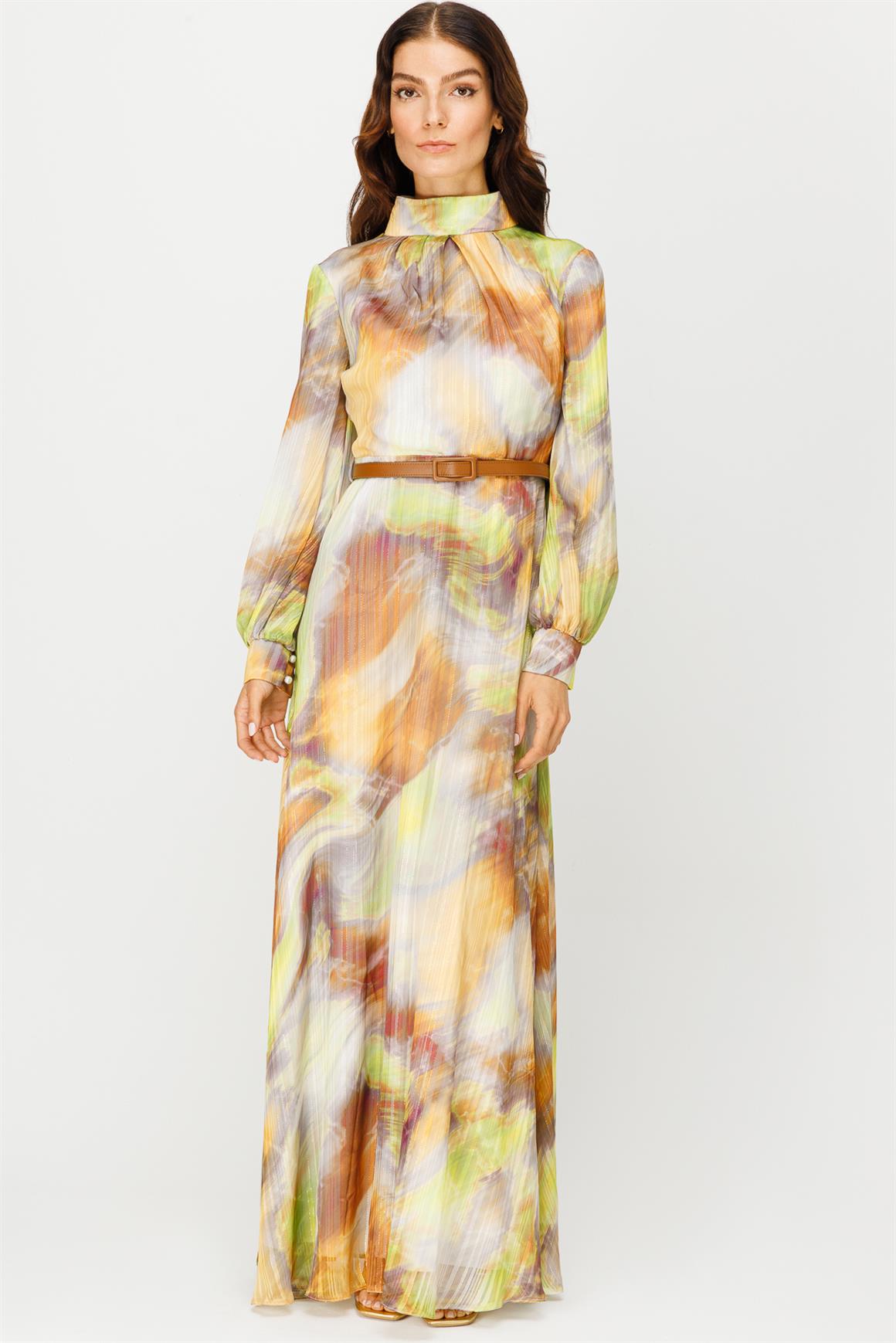 Emprime Puan Desenli Elbise  Yeşil