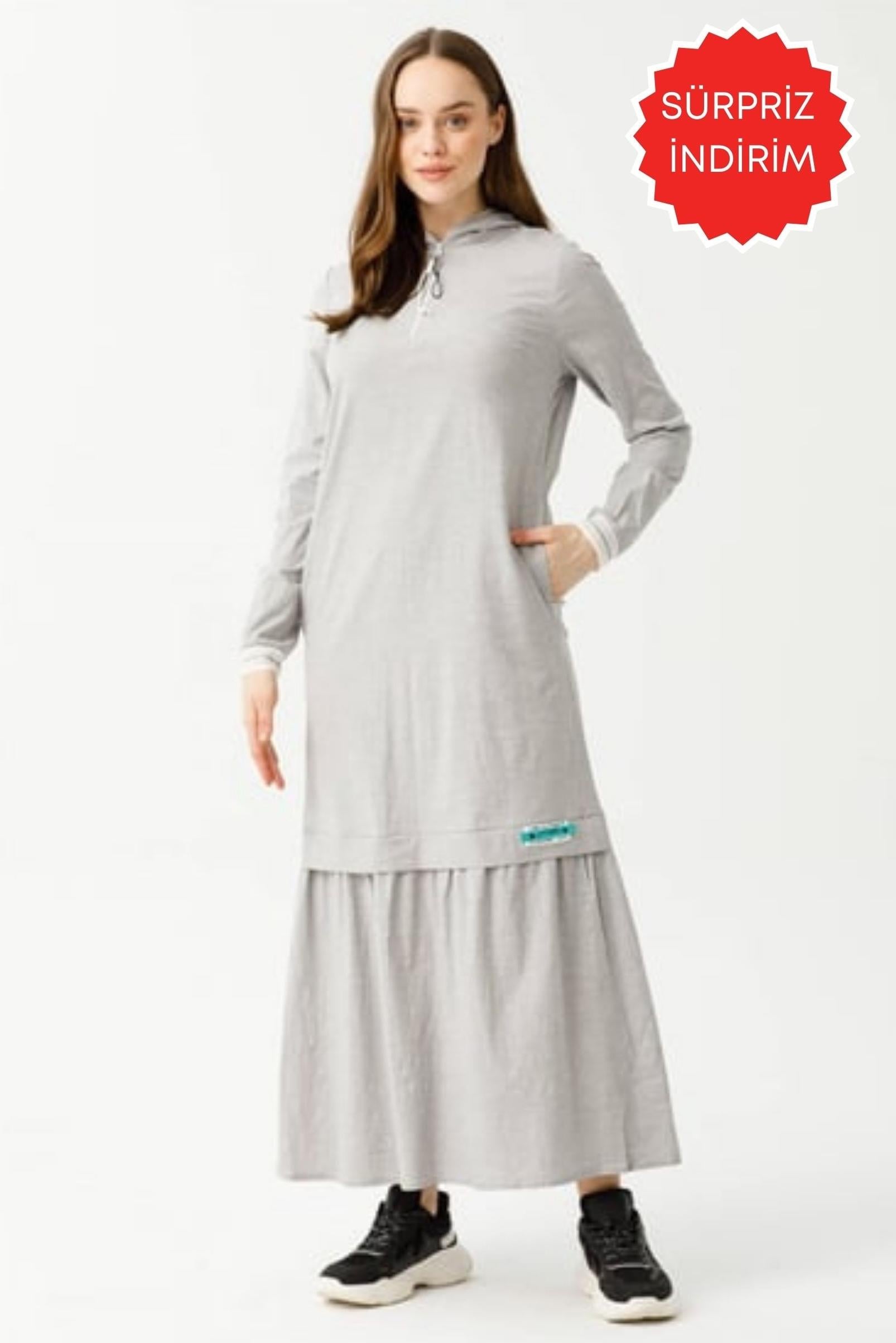 Comfortable Cotton Linen Dress - Grey
