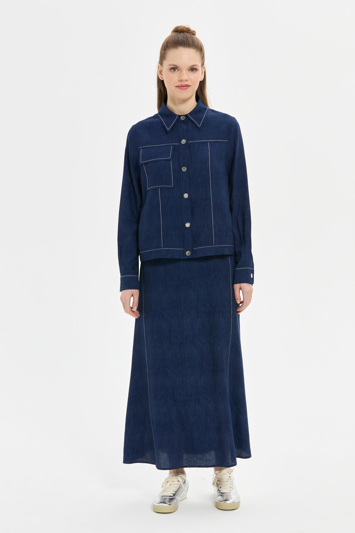Denim Baskılı Etekli Takım  Laci