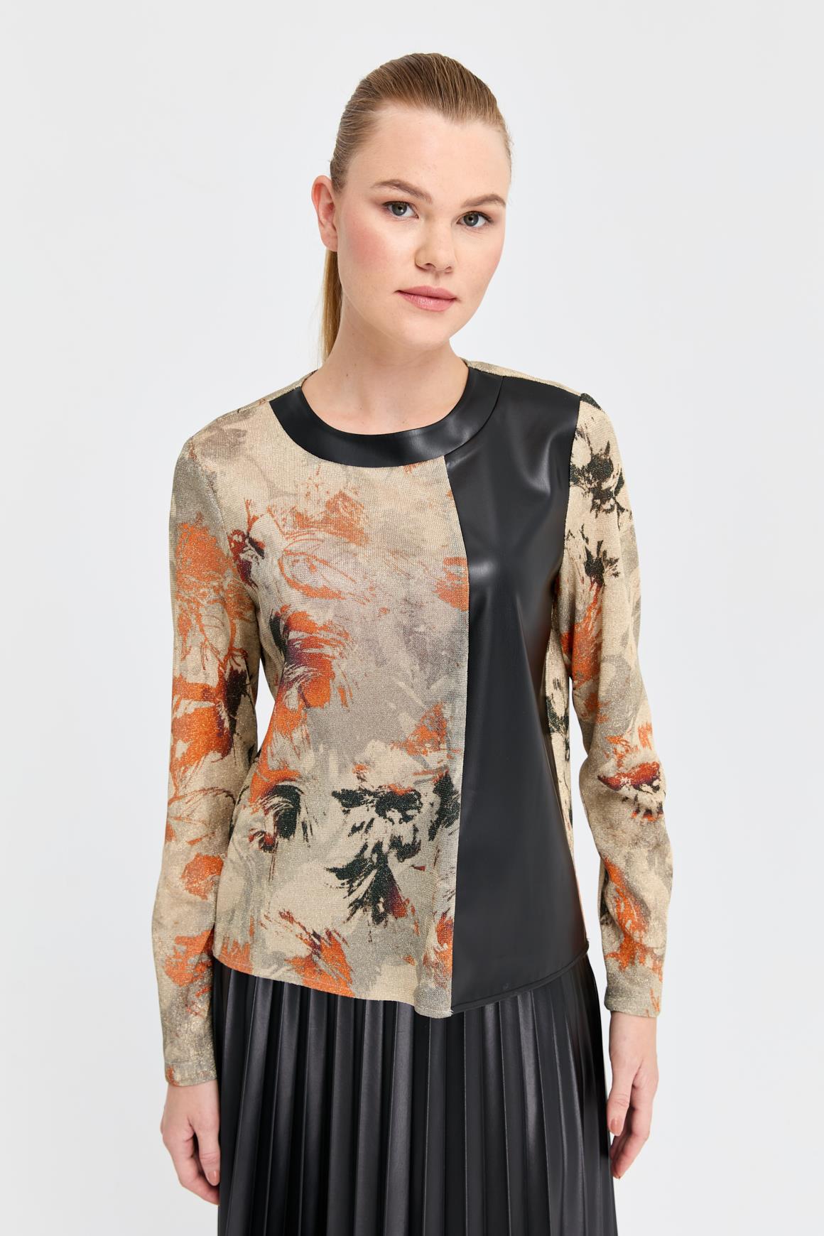 Piliseli Deri Etekli Takım  Bej