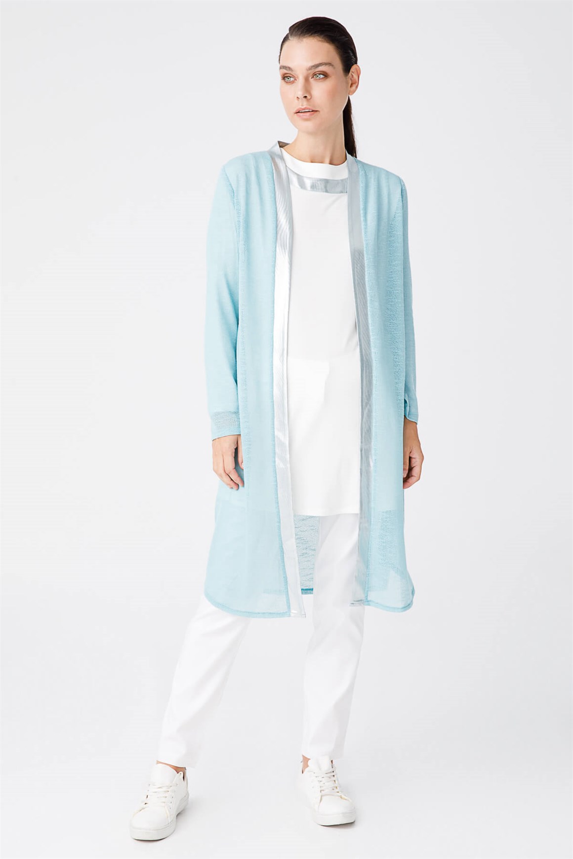 Hafif Örme Kumaştan İç Dış Takım  Mavi