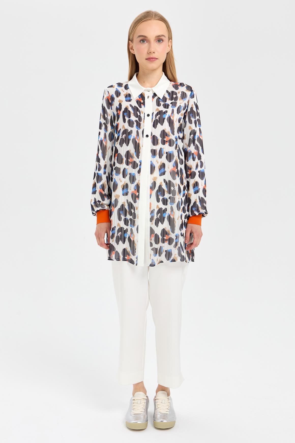 Lined Printed Tunic Set - Ecru