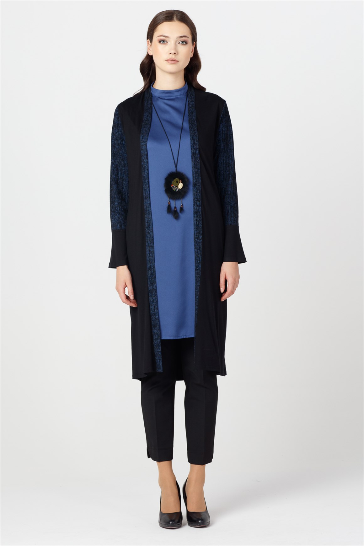 Navy Blue - FlyWheel Sleeve Suit With Cardigan