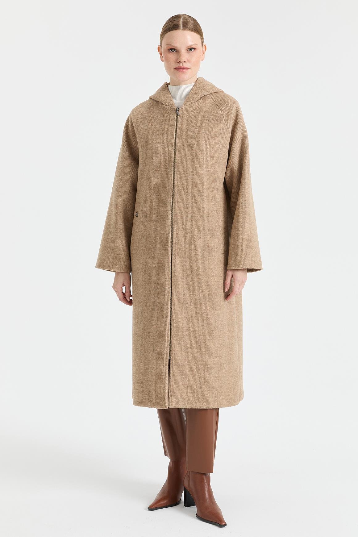 Rahat Kesim Kapişonlu Kaban  Camel