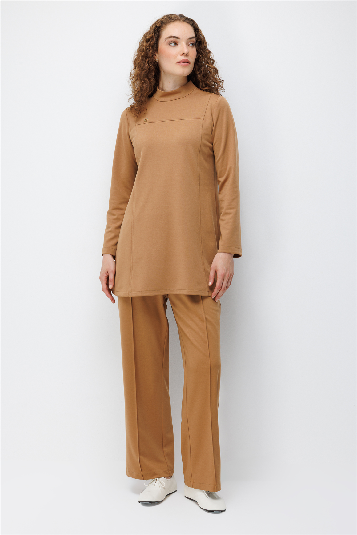 Arma Detaylı Günlük Pantolonlu Takım  Camel