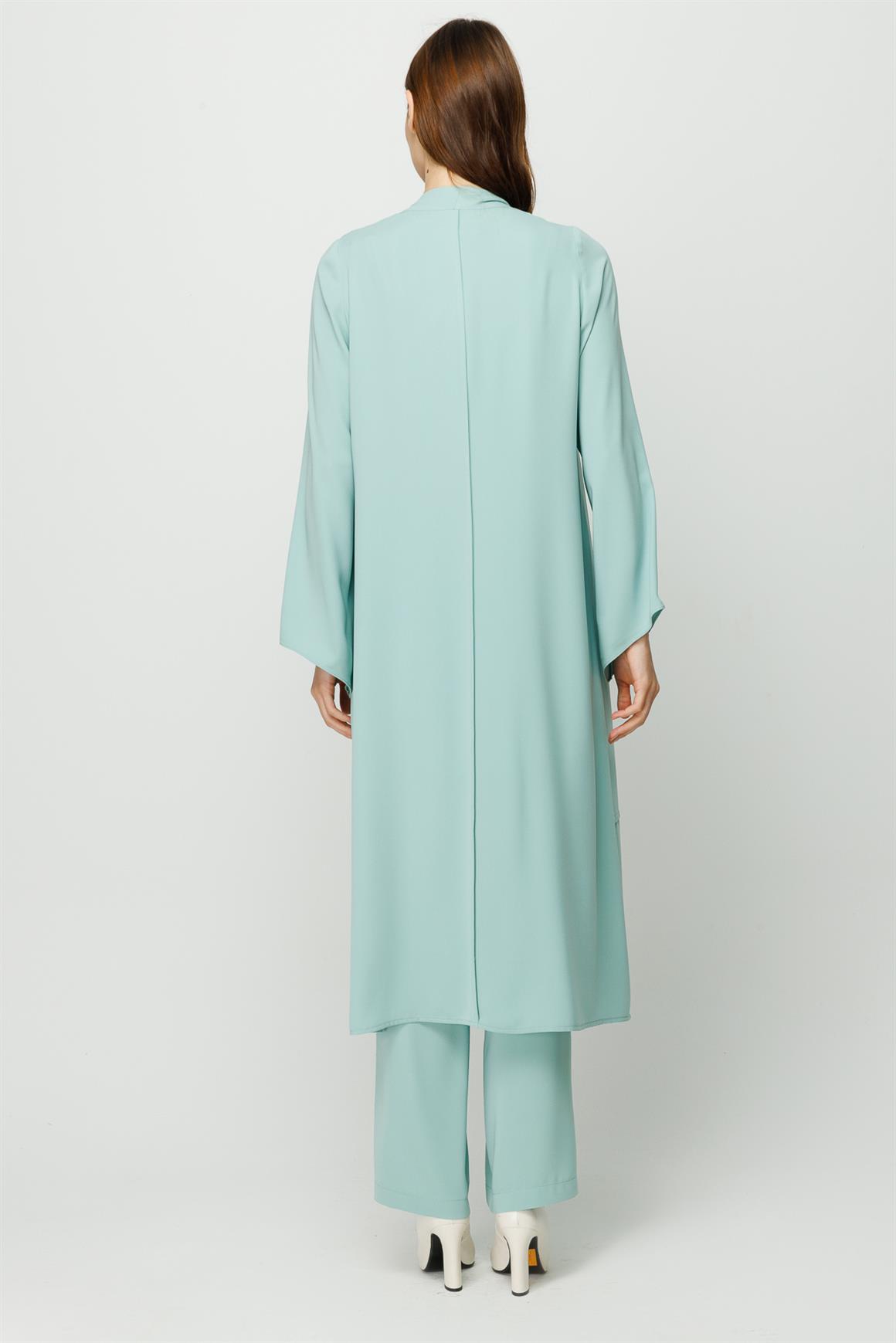 Biye Detaylı Bluz Ceket Pantolon Takım  Mint · 6