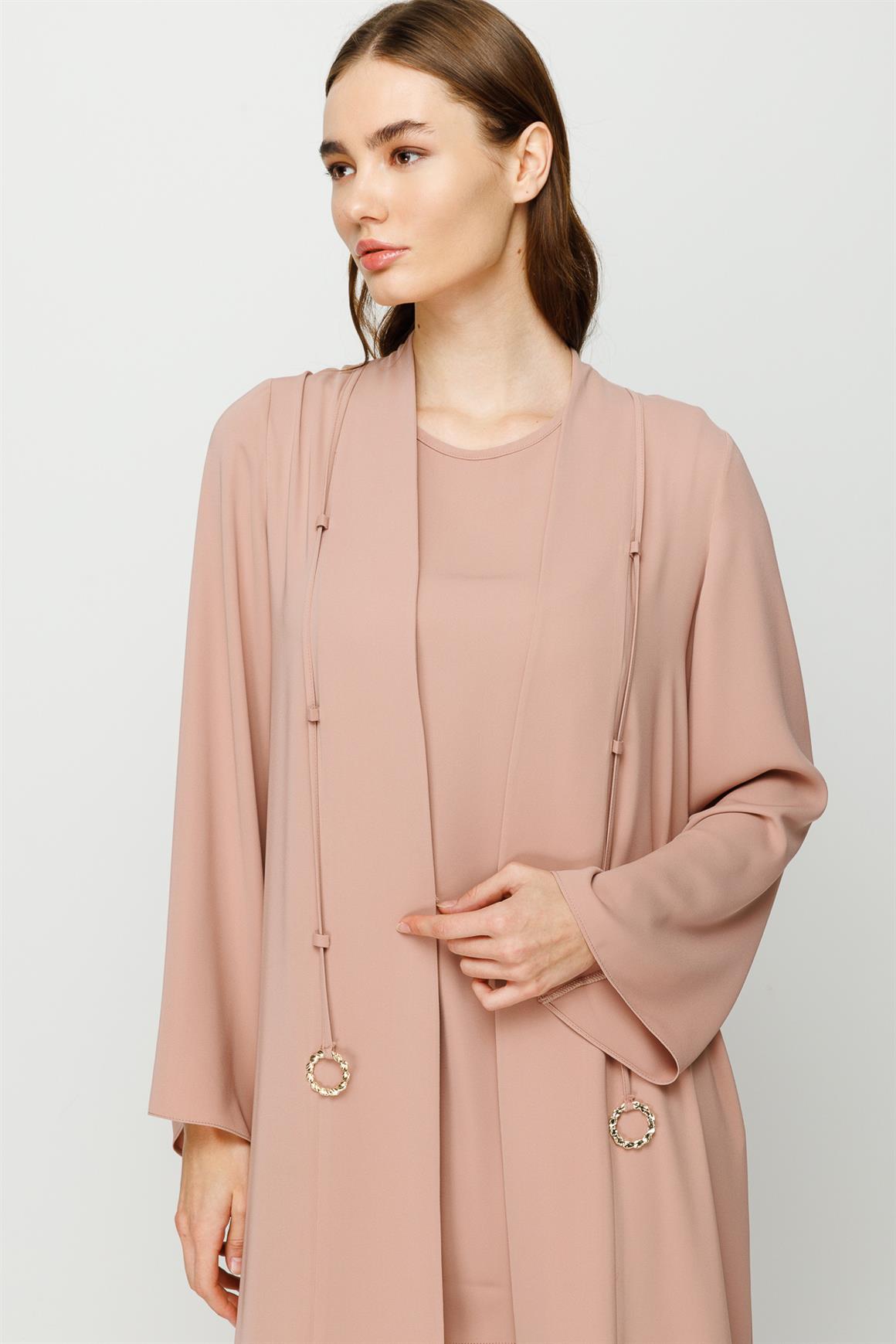 Biye Detaylı Bluz Ceket Pantolon Takım  Pudra · 4